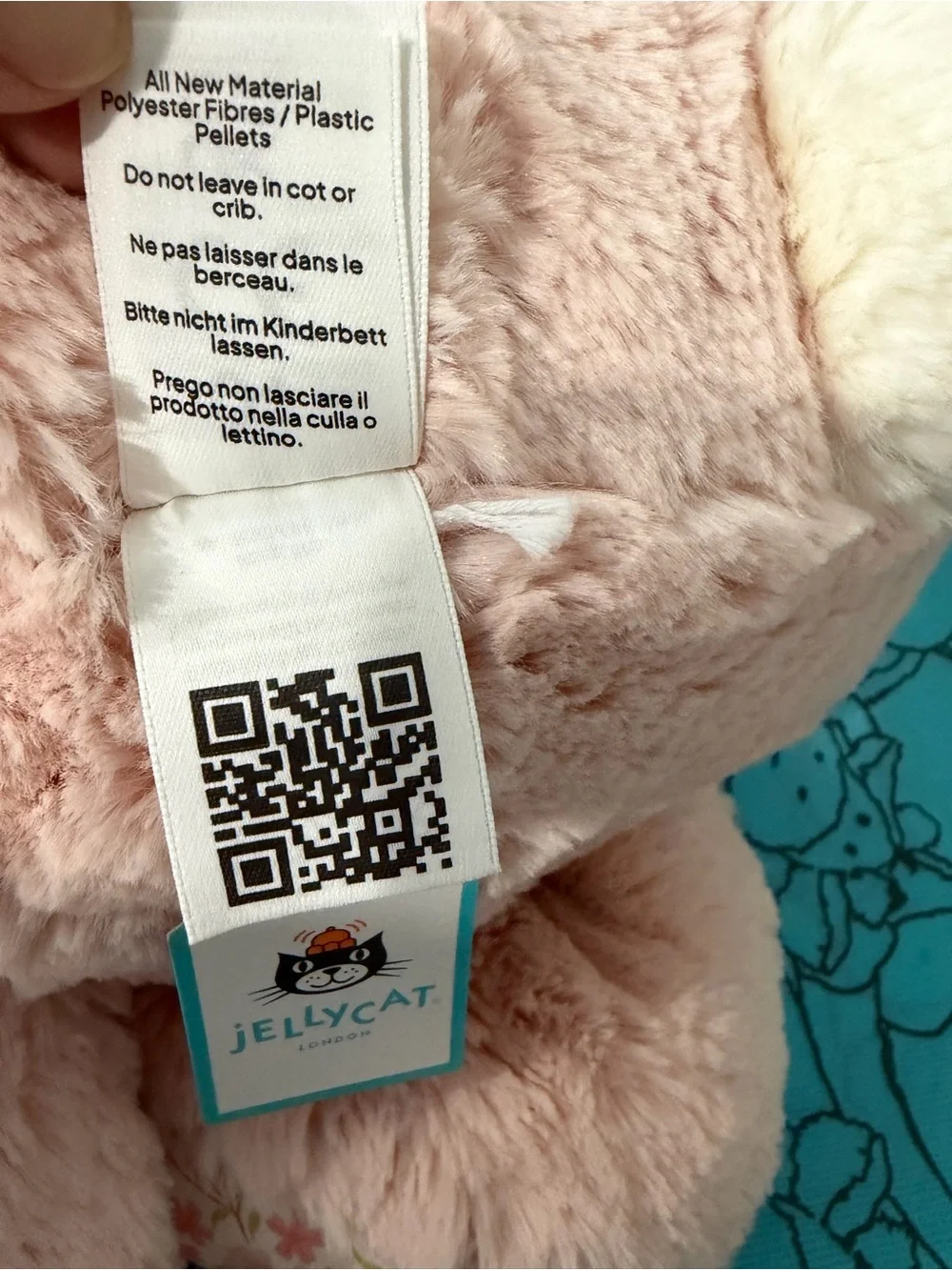 AUTHENTIC❗️Jellycat HUGE blossom blush bunny cherry BIG 20”- NWT- Dust Bag